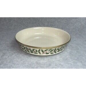 Lenox Holiday Coupe Soup Bowl USA Gold Rim Holly & Berry Berries 7.5” Christmas